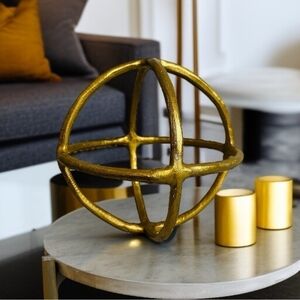 Prestbury Gold Metal Orb Decorative Sphere Sculpture Home Decor